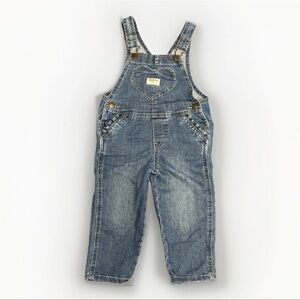 Osh Kosh B’gosh Denim Overalls 2T Heart Bib Pocket Ruffle Pocket Detail